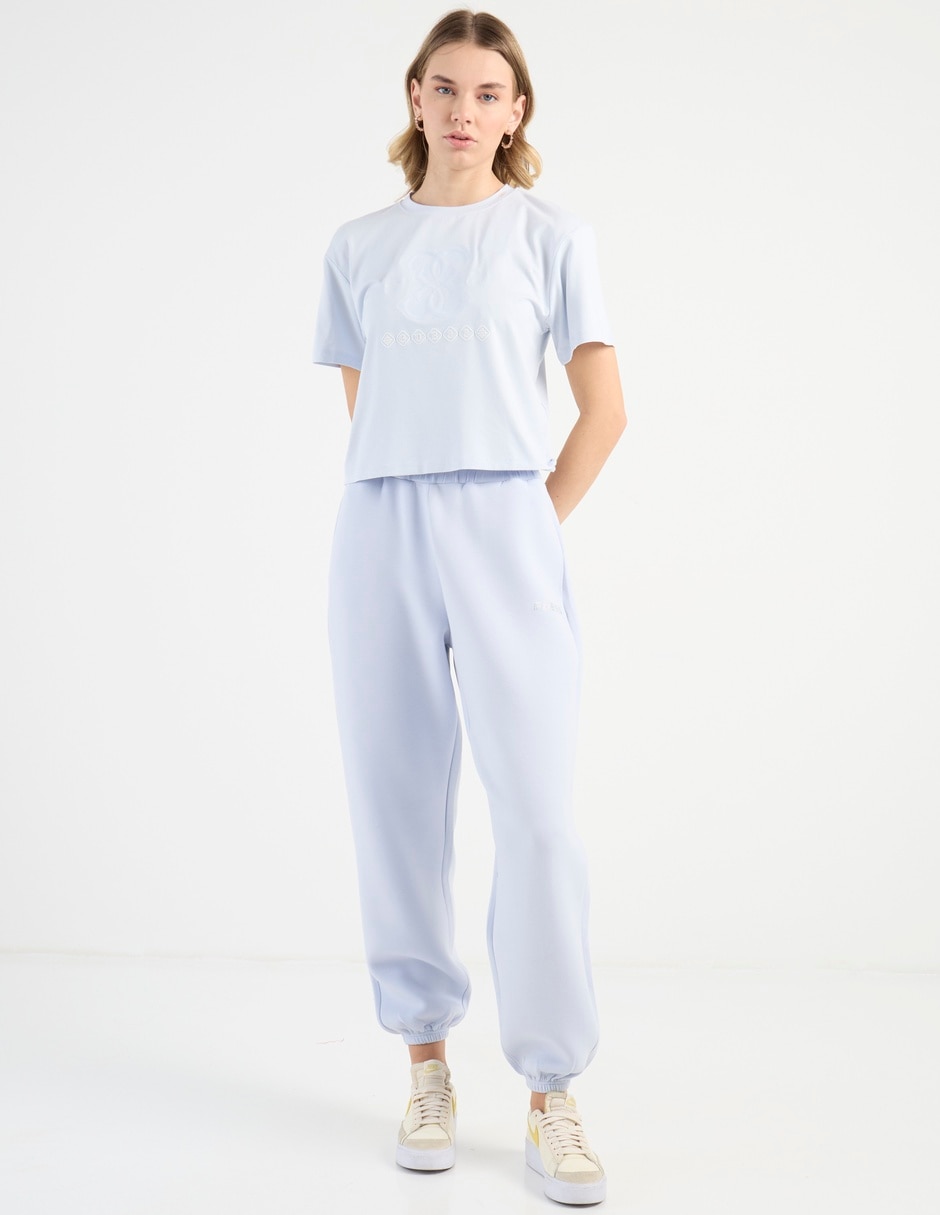 Pants regular con elástico para mujer 8