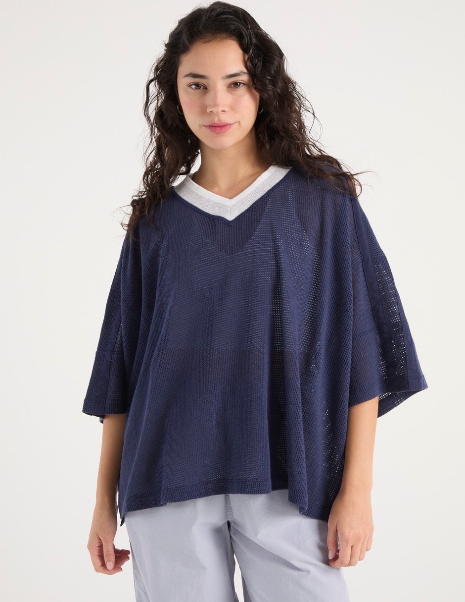 Playera manga 3/4 cuello V para mujer 1