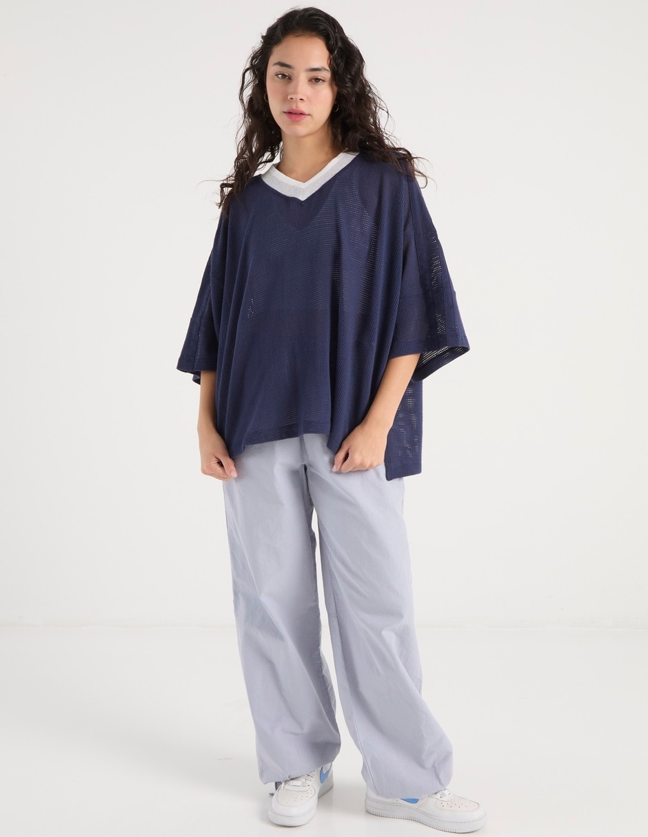 Playera manga 3/4 cuello V para mujer 8