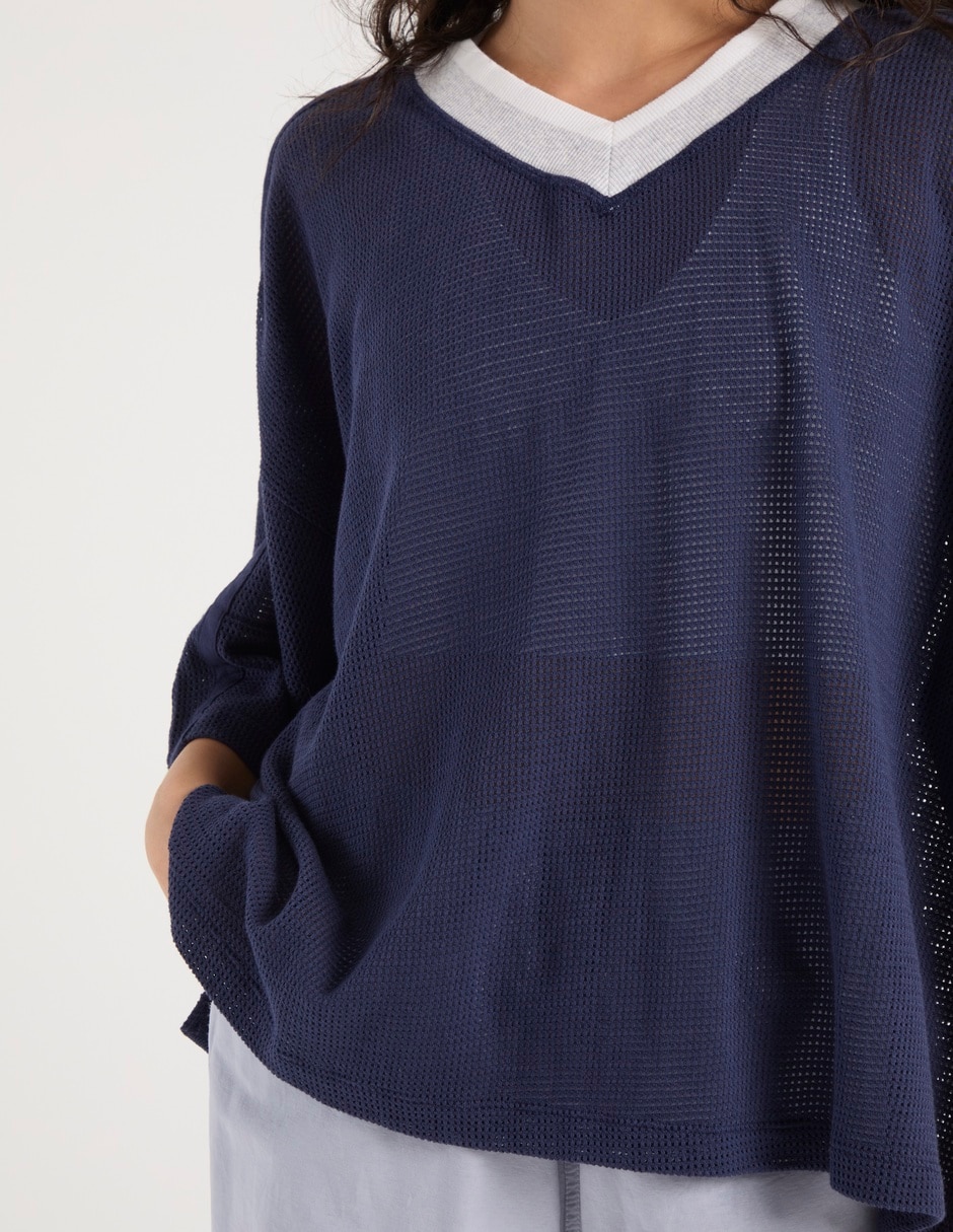 Playera manga 3/4 cuello V para mujer 10