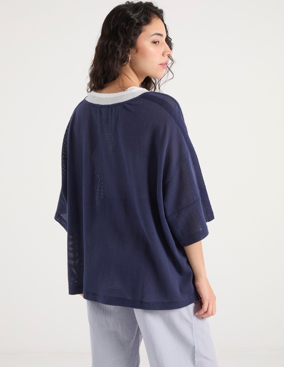 Playera manga 3/4 cuello V para mujer 11