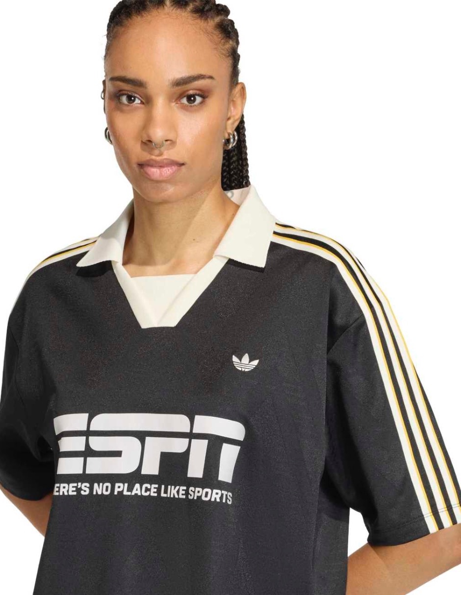 Playera manga corta adidas originals football jersey cuello v para mujer