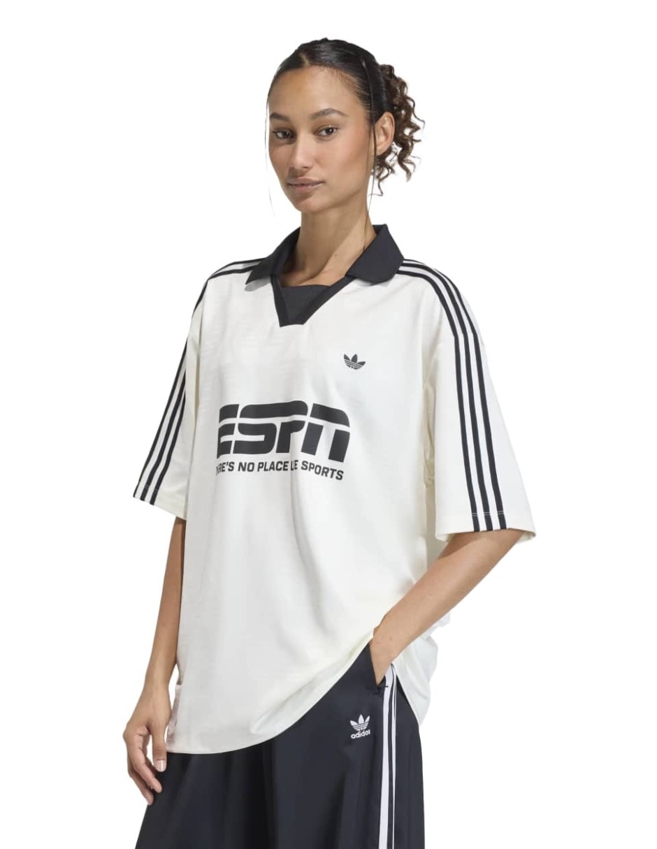 Playera manga corta Adidas Originals Football Jersey cuello camisero para mujer