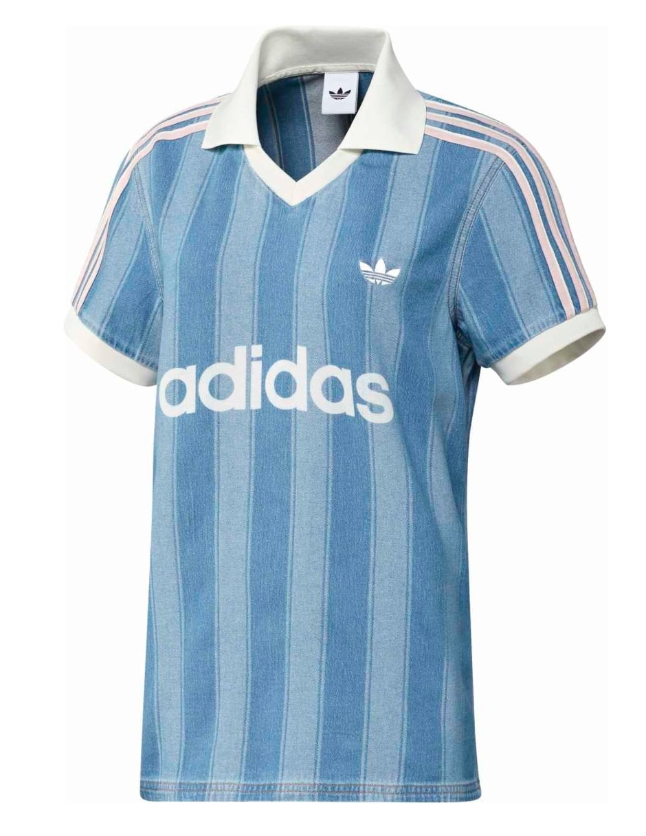 Playera manga corta adidas originals denim jersey cuello polo para mujer