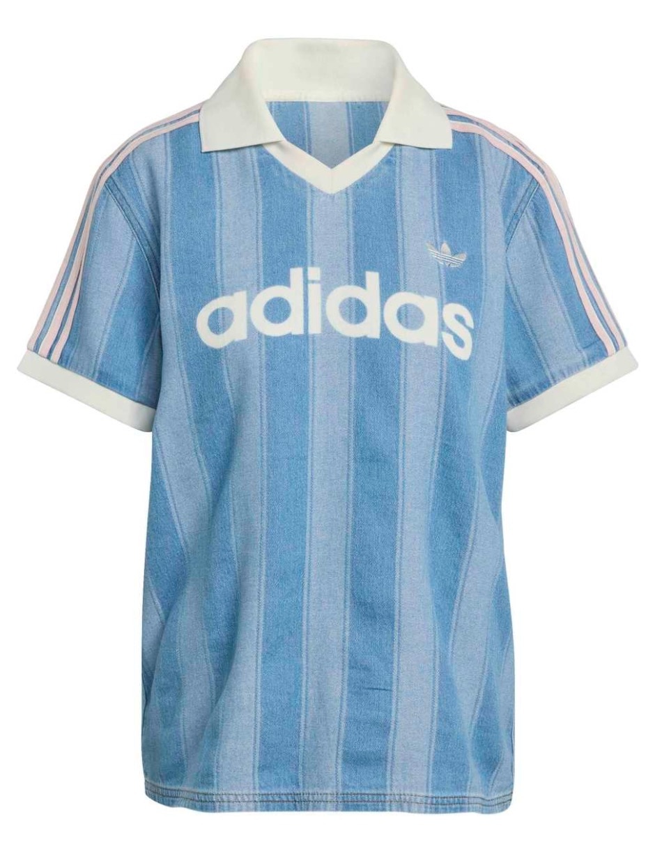 Playera manga corta adidas originals denim jersey cuello polo para mujer