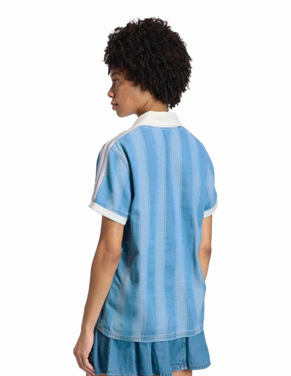 Playera manga corta adidas originals denim jersey cuello polo para mujer