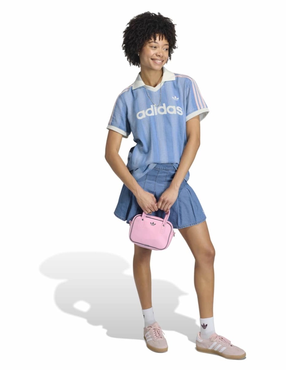 Playera manga corta adidas originals denim jersey cuello polo para mujer