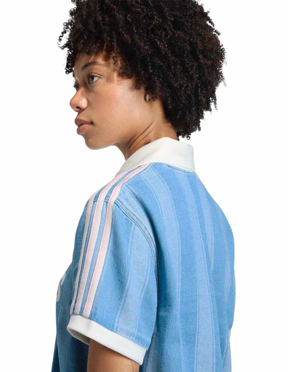 Playera manga corta adidas originals denim jersey cuello polo para mujer