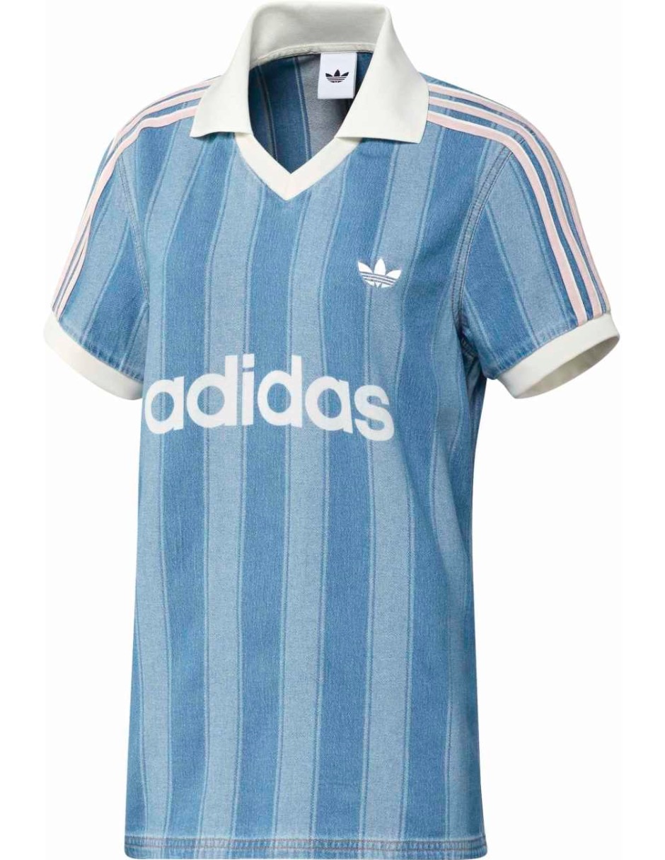 Playera manga corta adidas originals denim jersey cuello polo para mujer
