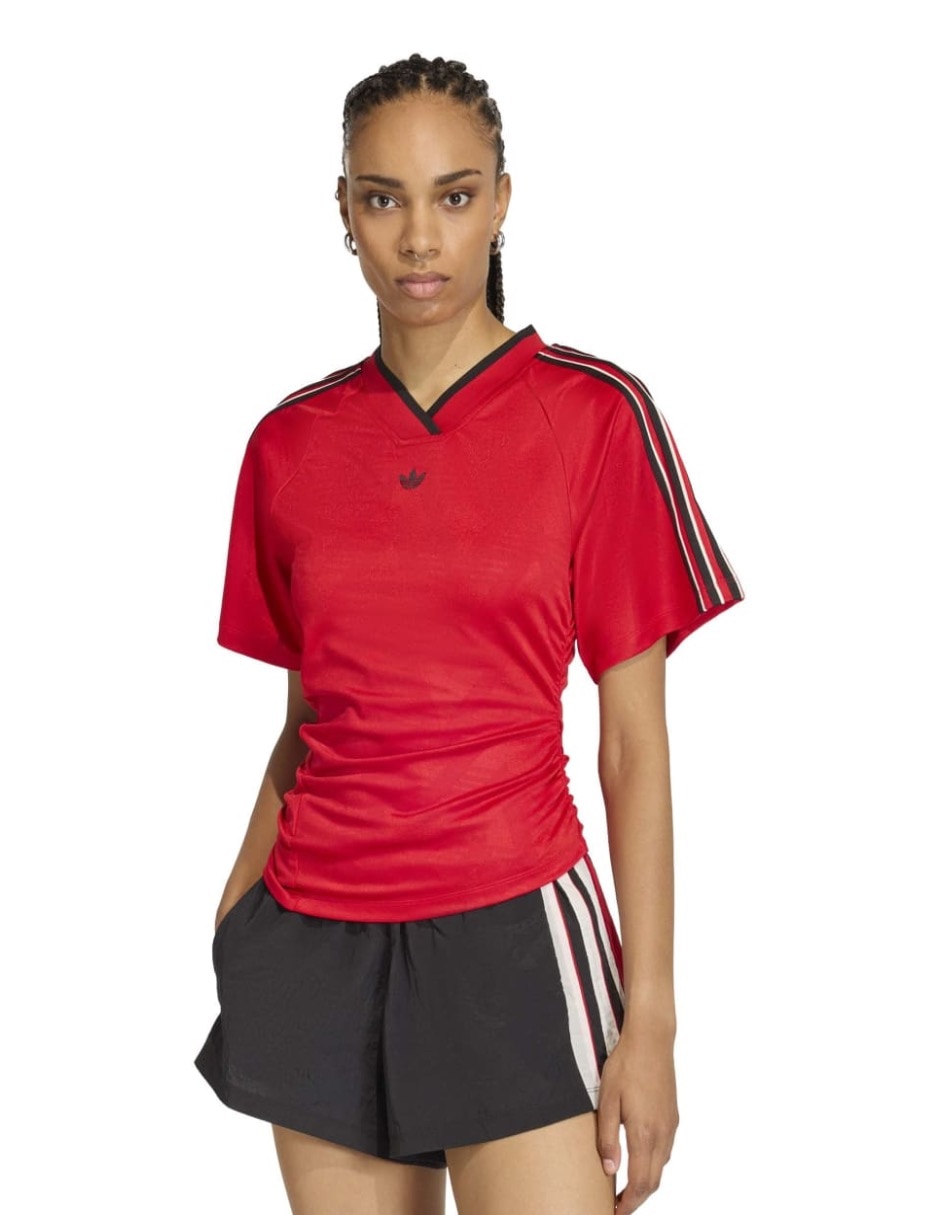 Playera manga corta Adidas Originals Rouched Foot J cuello V para mujer