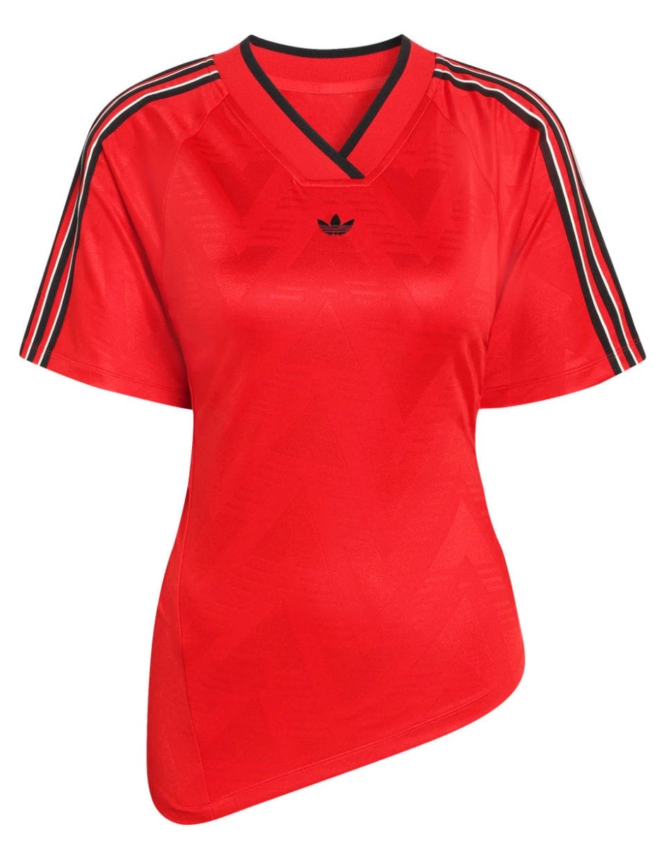 Playera manga corta Adidas Originals Rouched Foot J cuello V para mujer