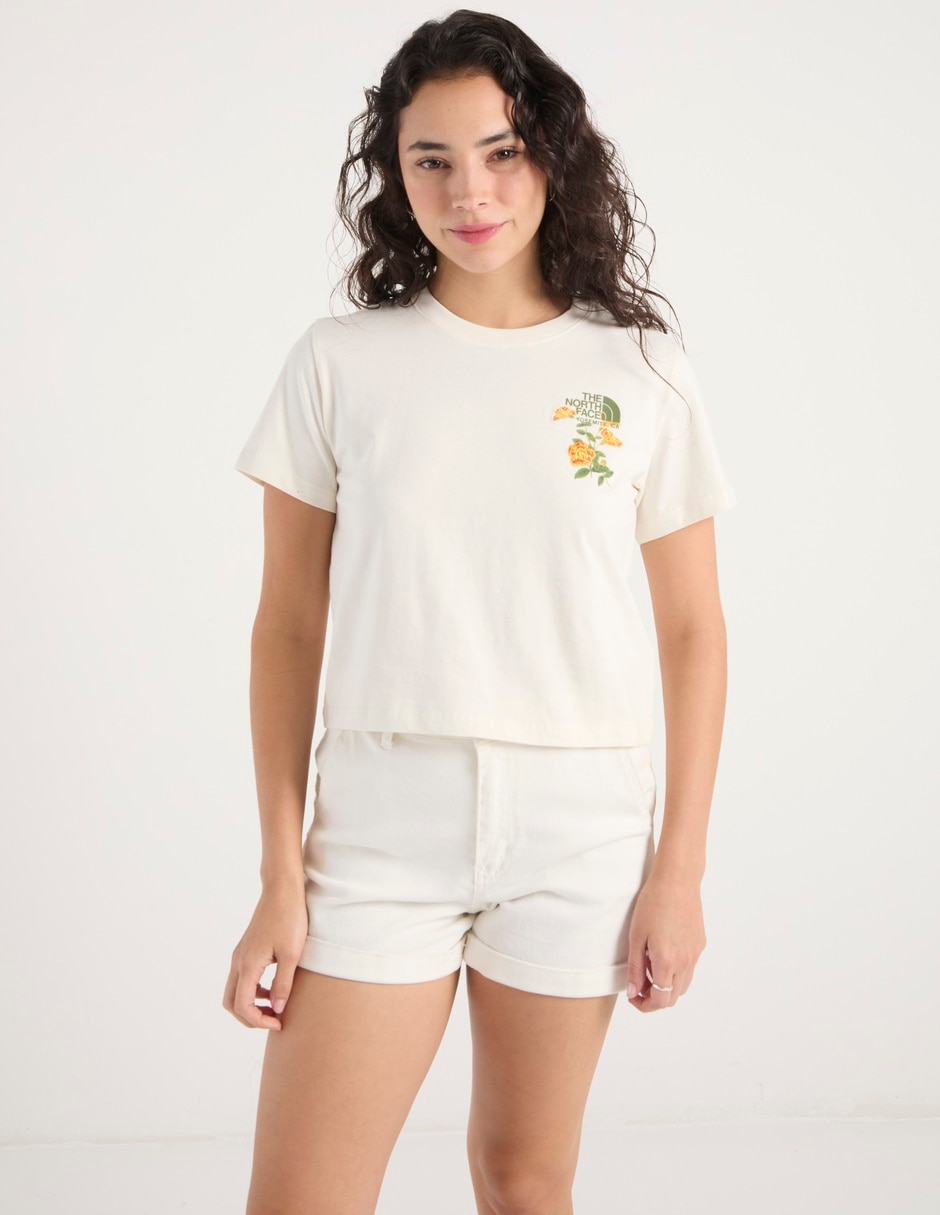 Playera Flora manga corta para mujer