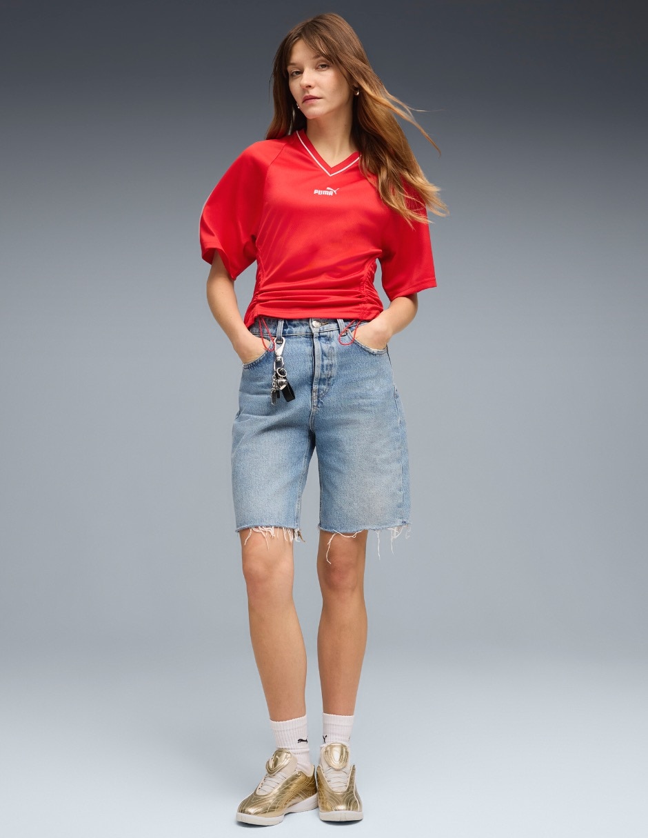 Playera manga corta Puma cuello V para mujer