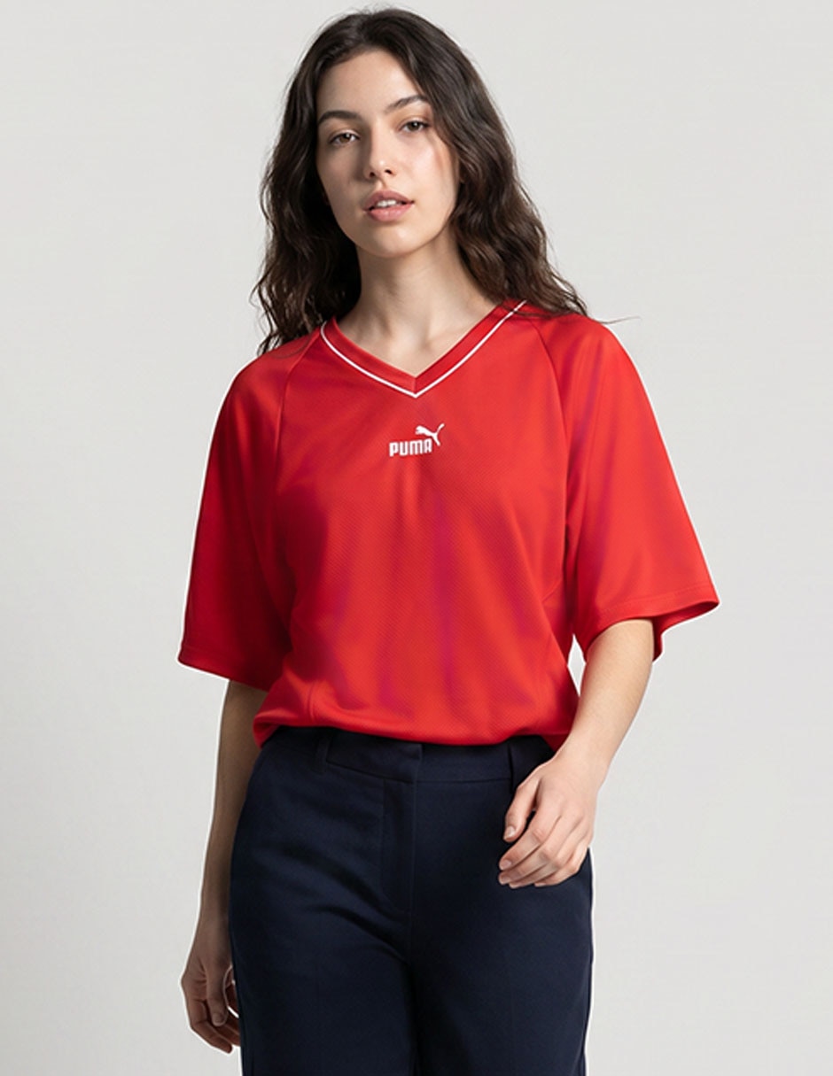 Playera manga corta Puma cuello V para mujer
