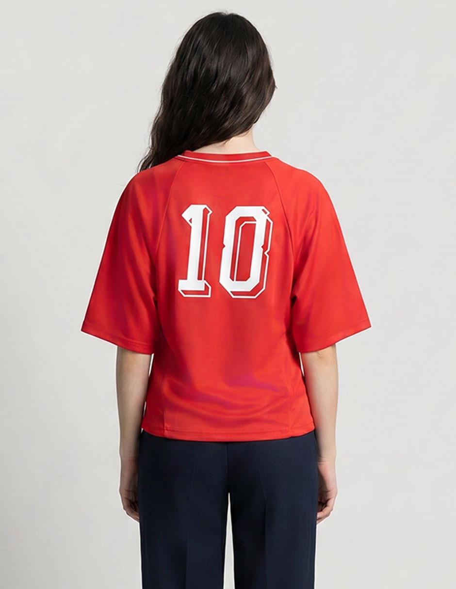 Playera manga corta Puma cuello V para mujer