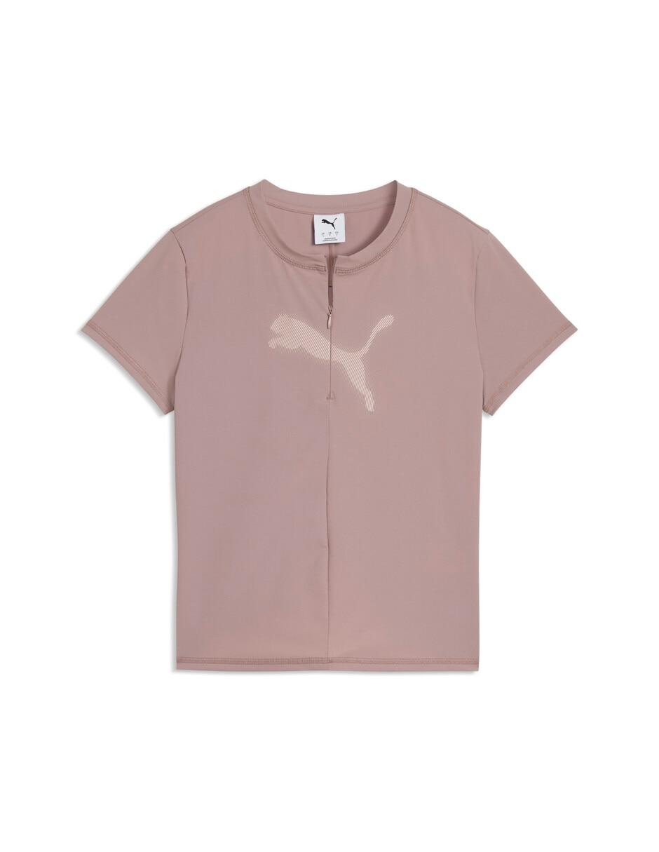 Playera manga corta Dare to cuello con cierre para mujer