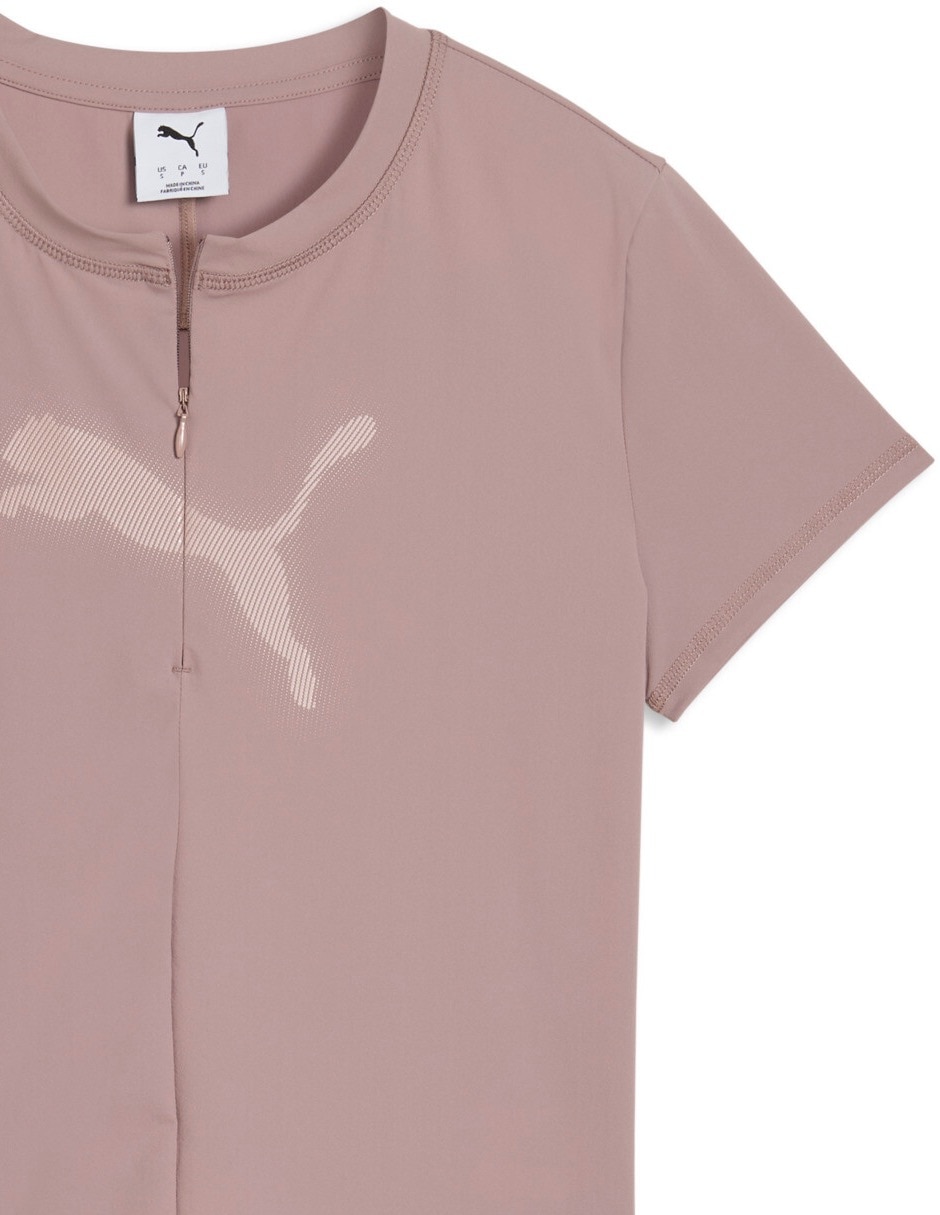 Playera manga corta Puma Dare to cuello con cierre para mujer