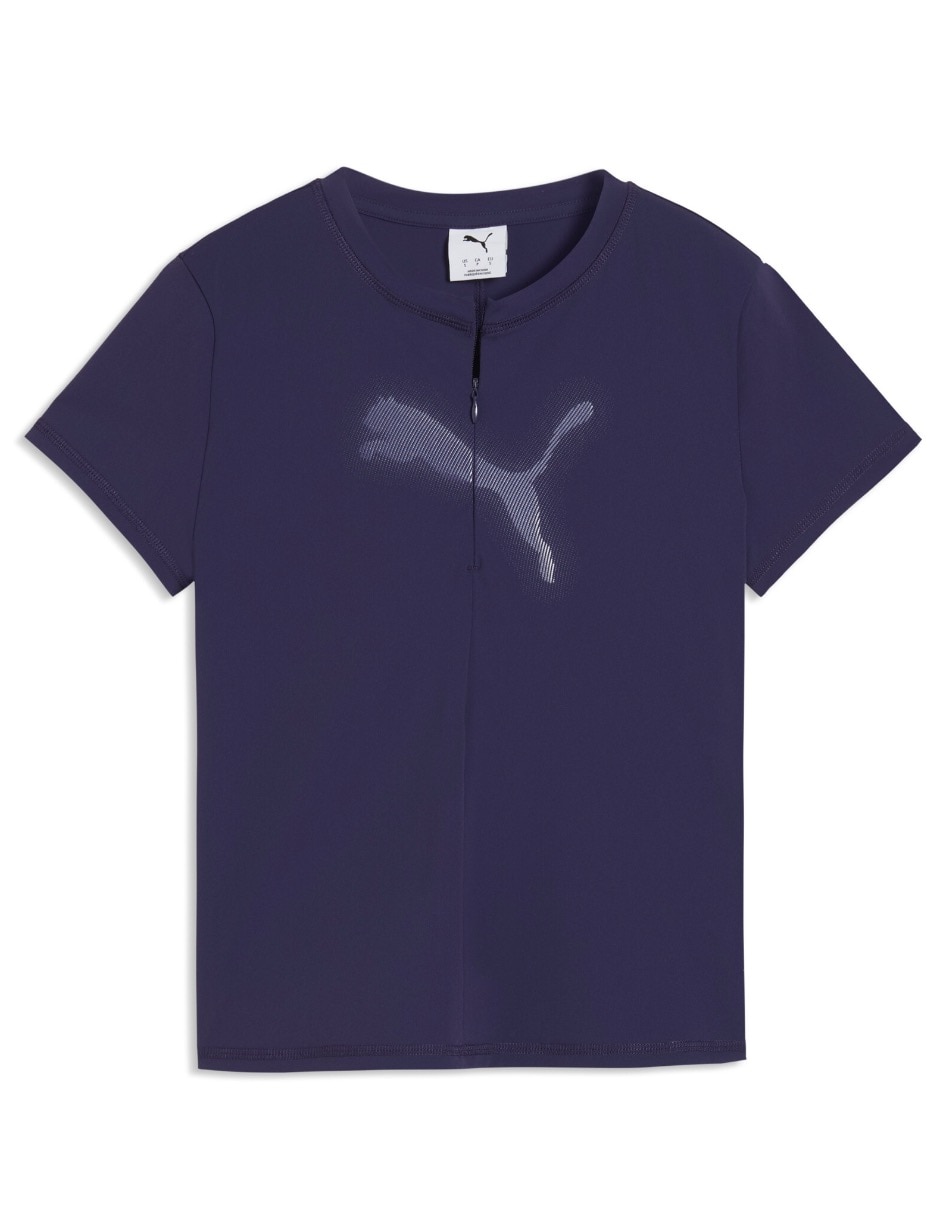 Playera manga corta cuello con cierre para mujer Playera manga corta cuello con cierre para mujer