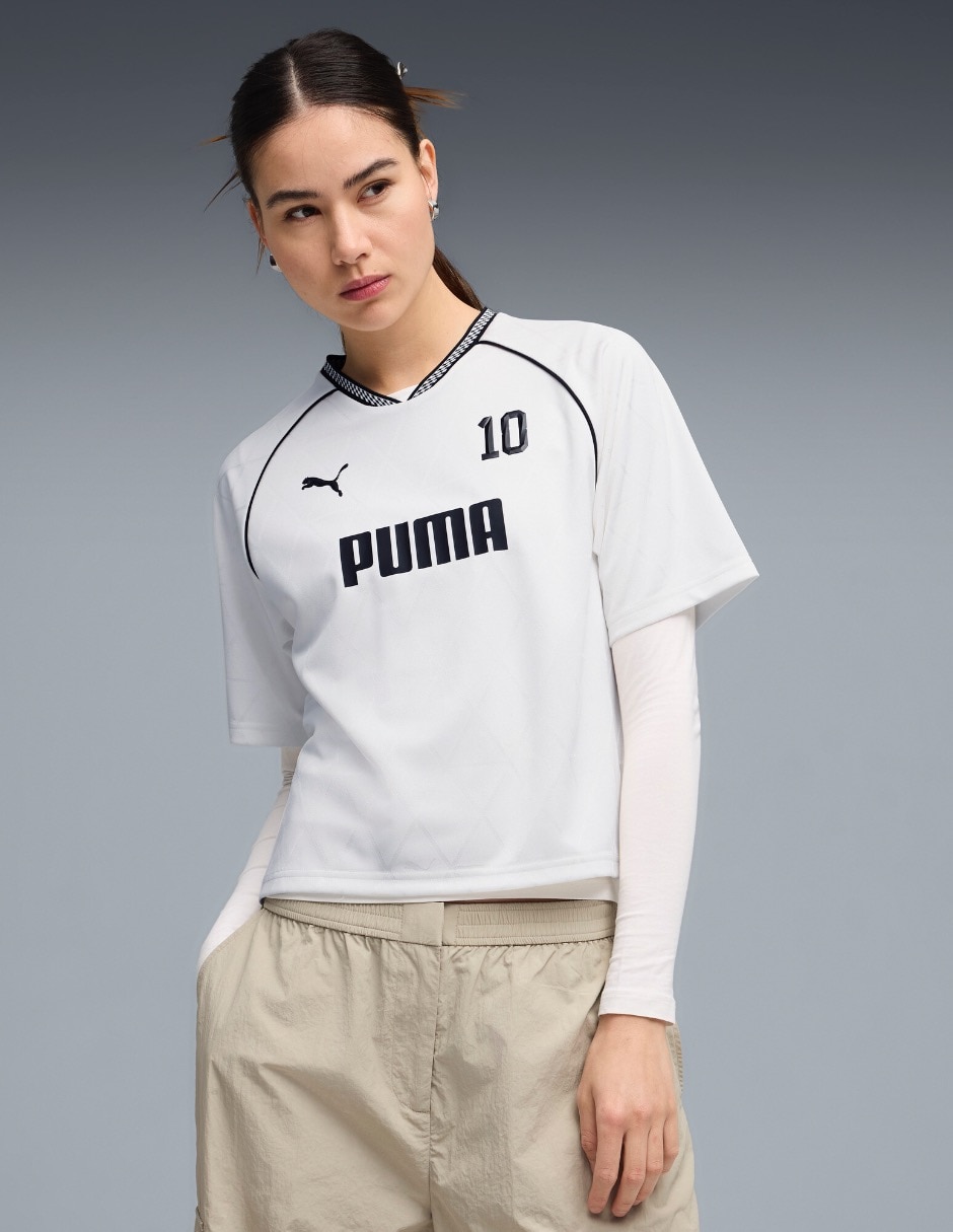 Playera manga corta Puma cuello V para mujer