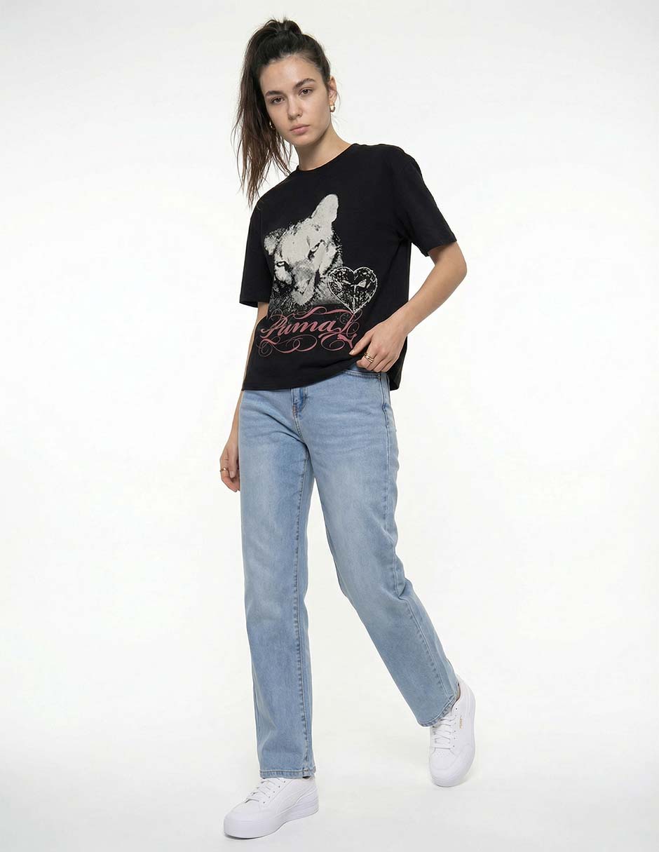 Playera manga corta Puma cuello redondo para mujer