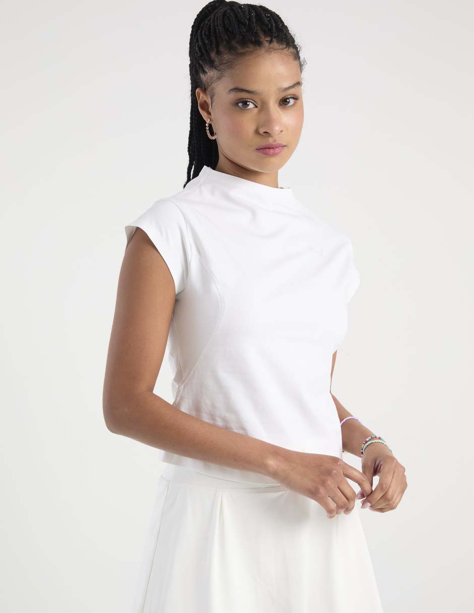 Playera manga corta Puma cuello alto para mujer