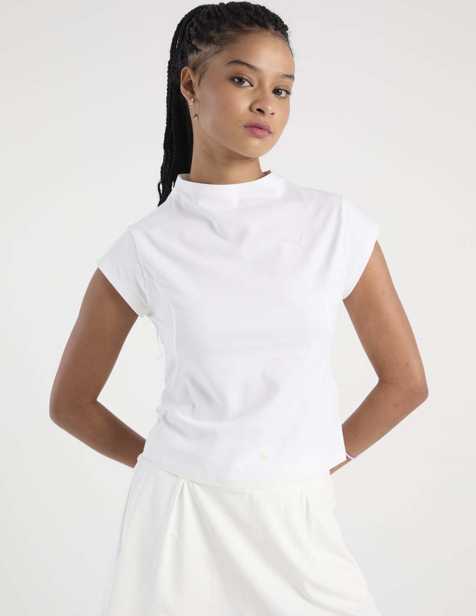 Playera manga corta Puma cuello alto para mujer
