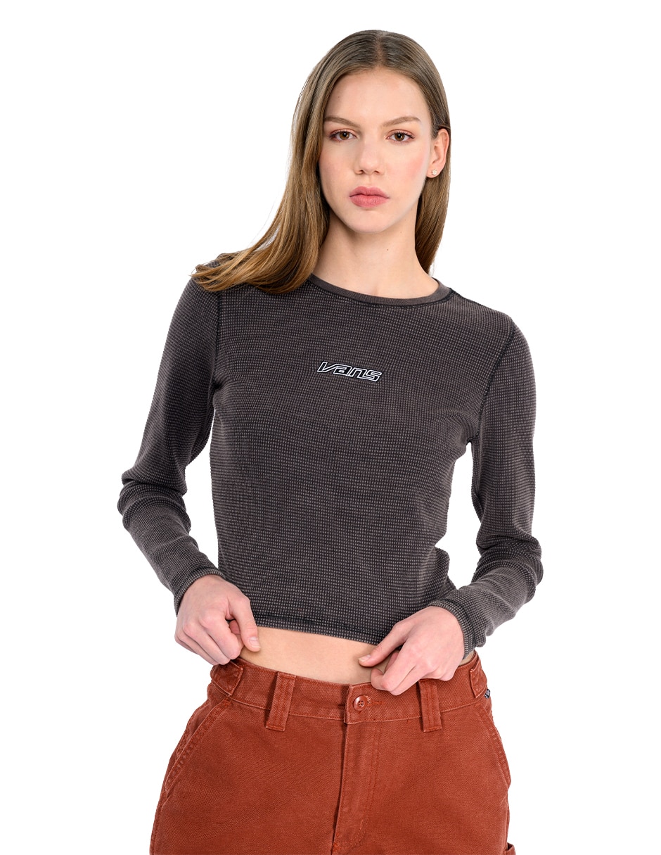 Playera manga larga cuello redondo para mujer Playera manga larga cuello redondo para mujer