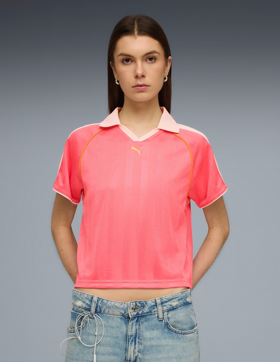 Playera manga corta T7 cuello polo mujer 4