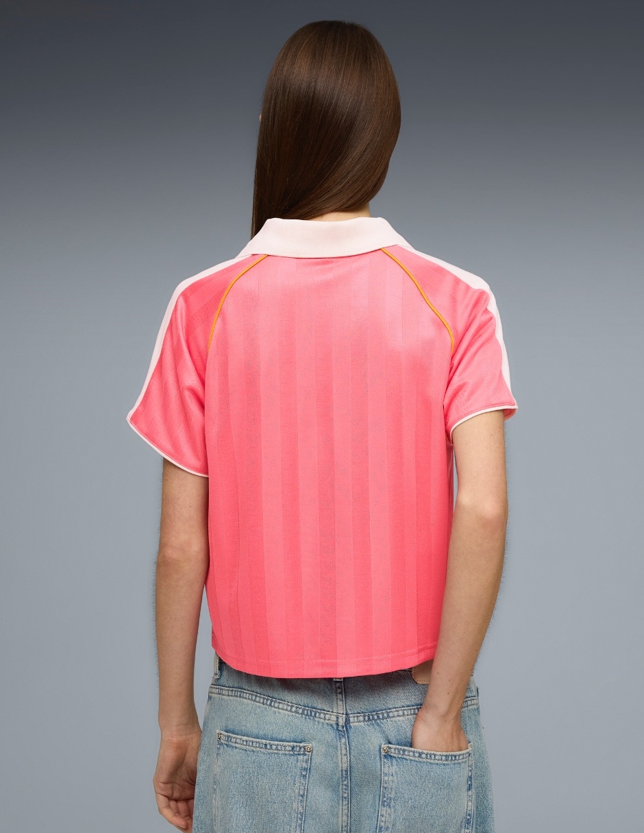 Playera manga corta T7 cuello polo mujer 3