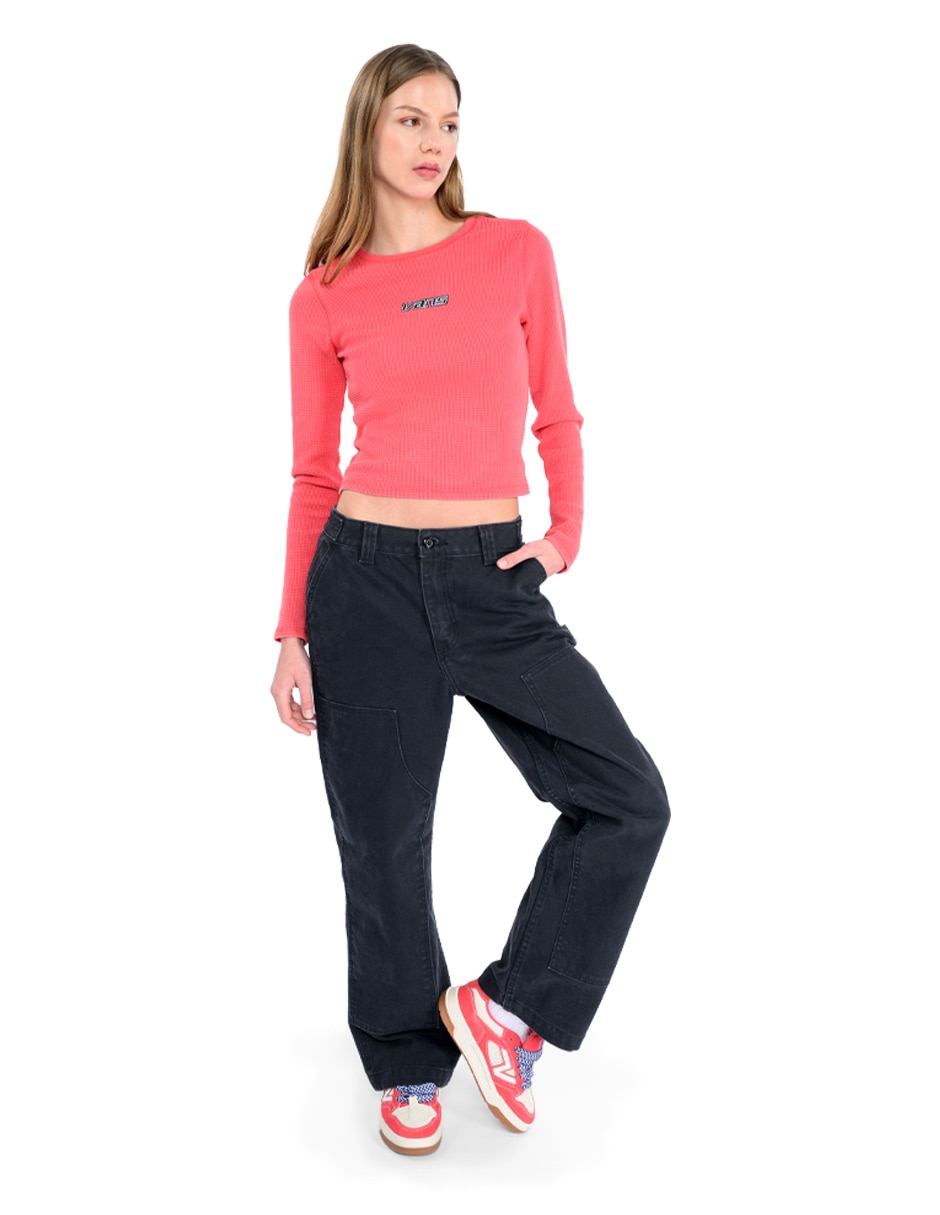 Playera manga larga Vans cuello redondo para mujer