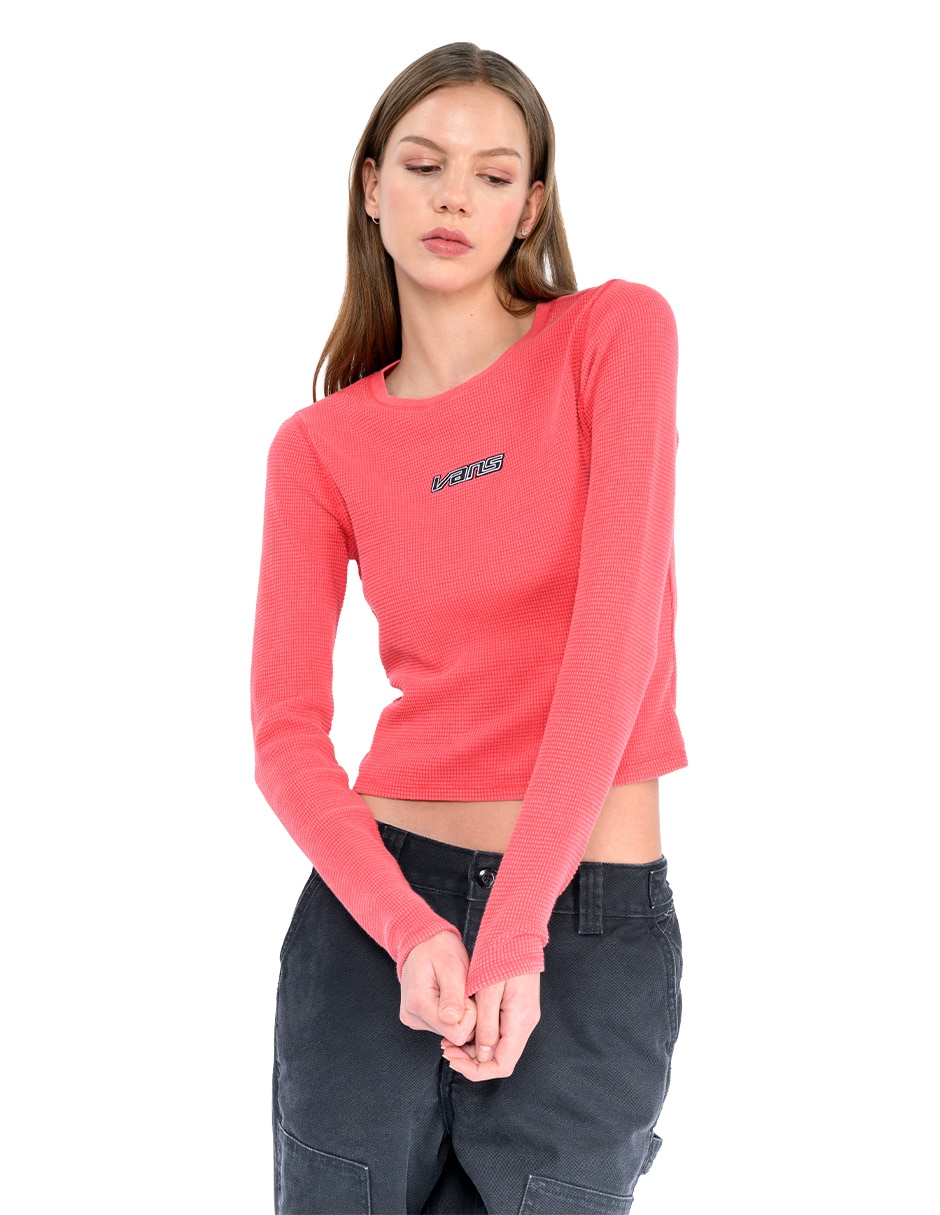 Playera manga larga Vans cuello redondo para mujer