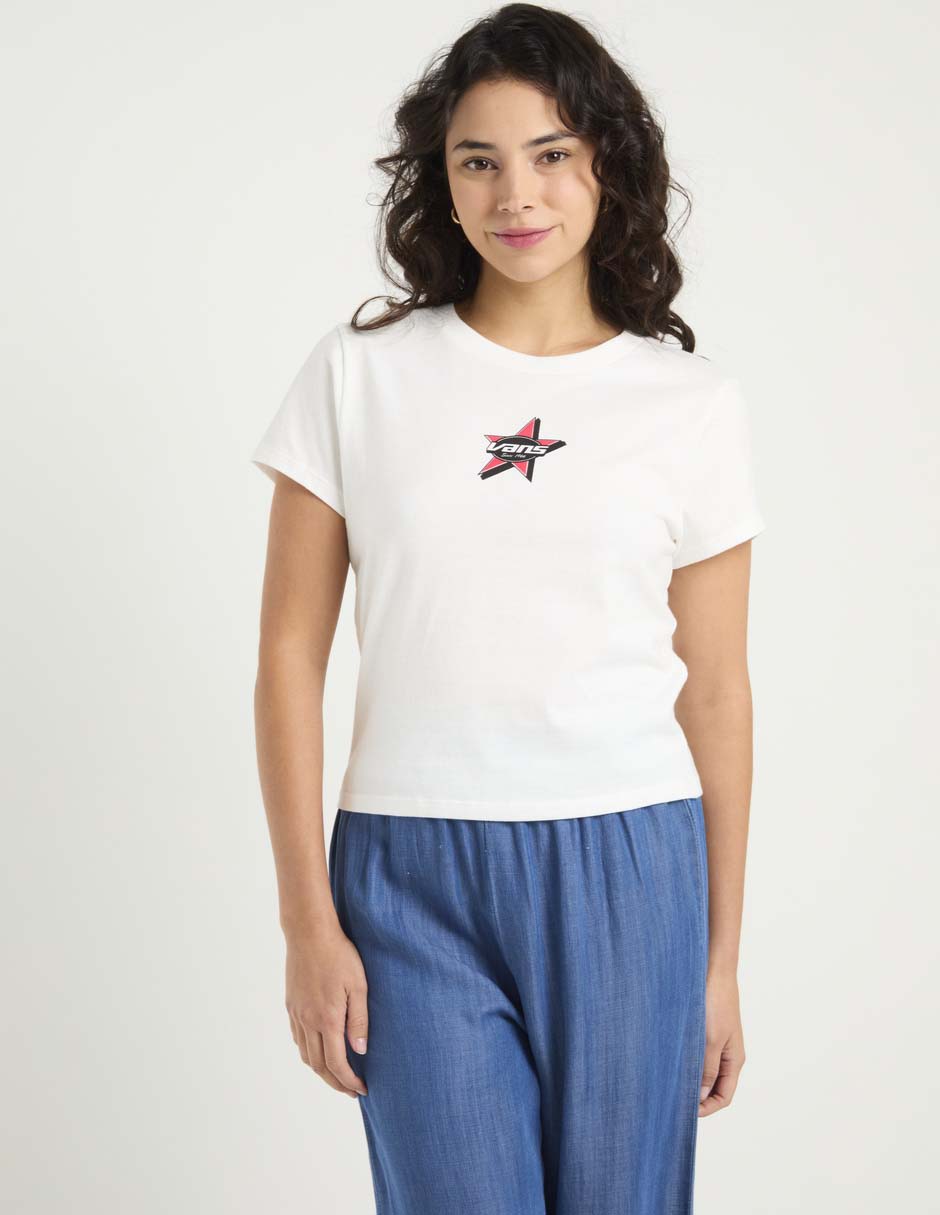 Playera manga corta cuello redondo para mujer Playera manga corta cuello redondo para mujer