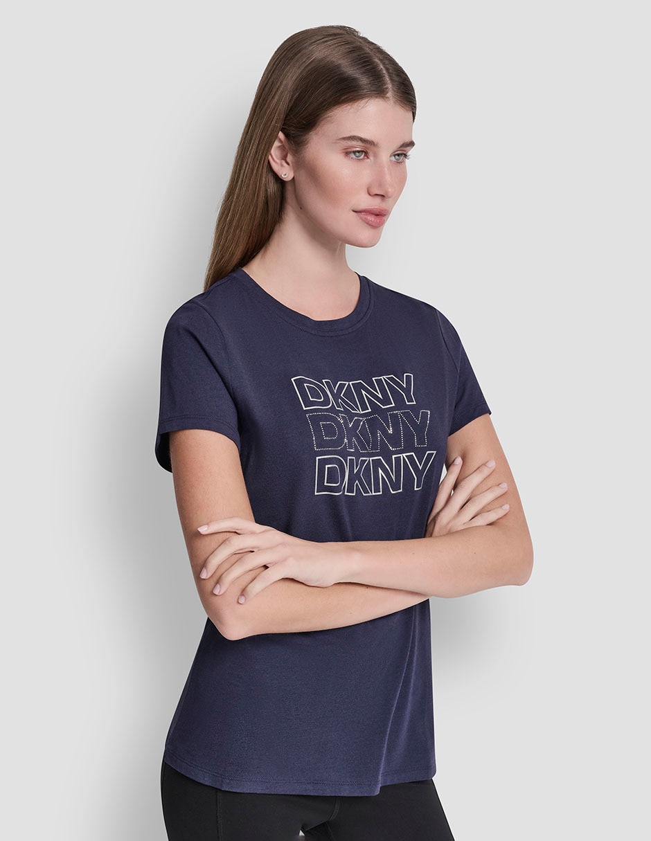 Playera manga corta dkny cuello redondo para mujer