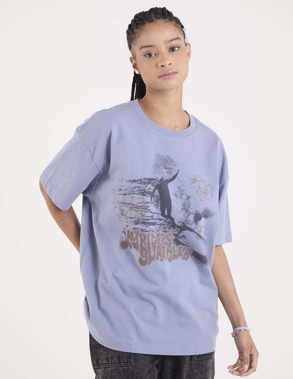 Playera manga al codo cuello redondo para mujer 1