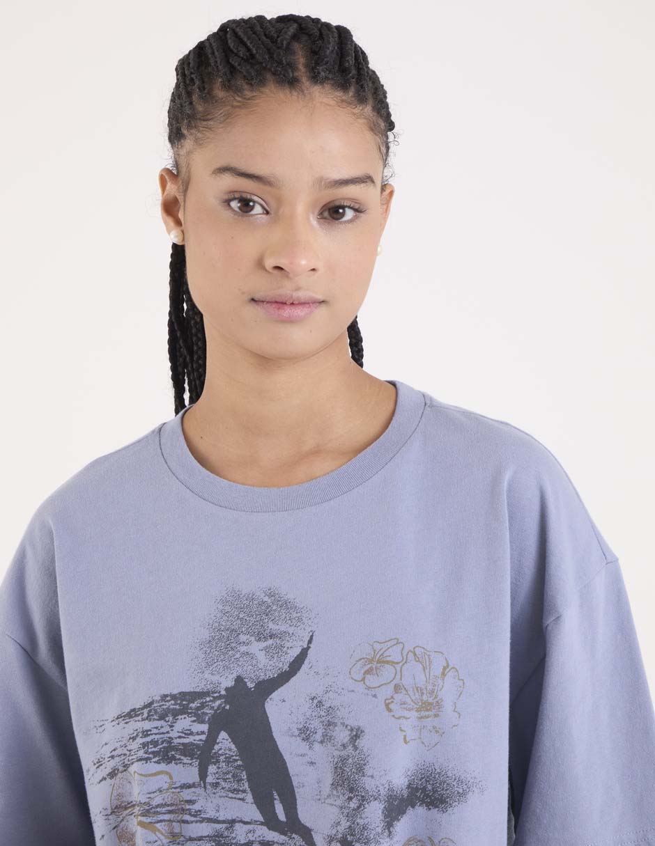 Playera manga al codo cuello redondo para mujer 9