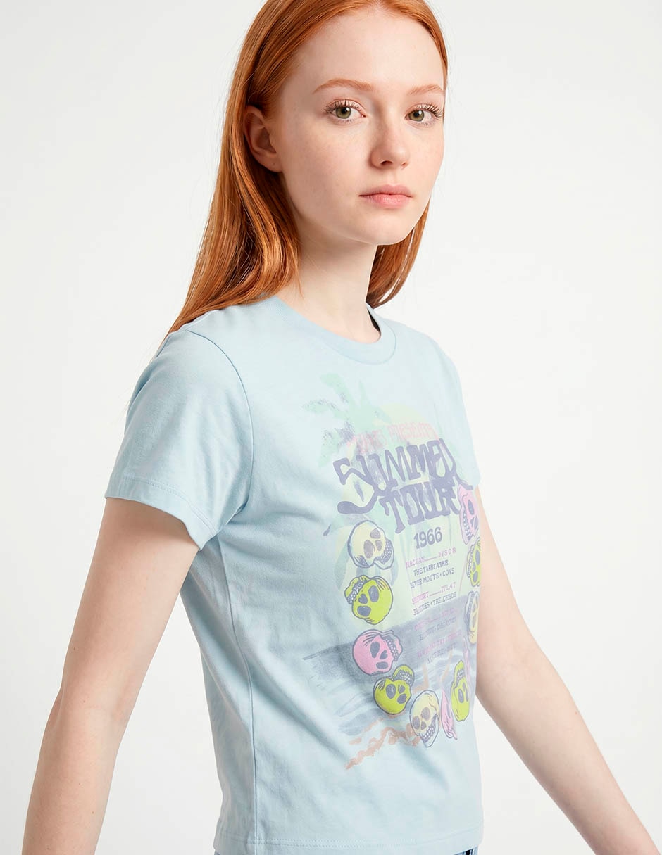 Playera manga corta cuello redondo para mujer 4
