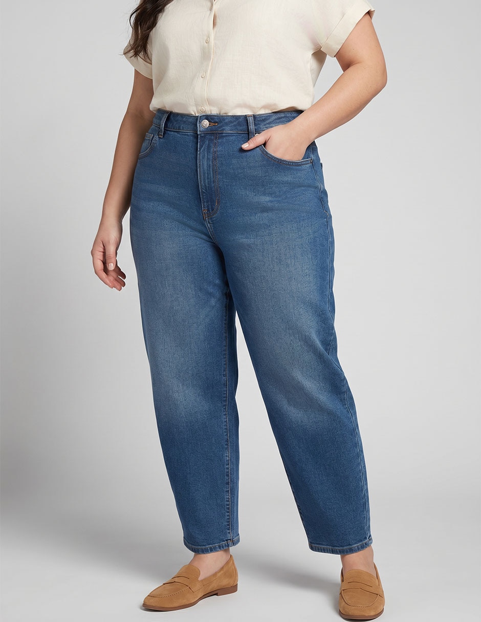 Jeans barrel aéropostale corte cintura alta para mujer