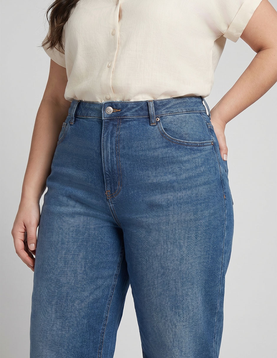 Jeans barrel aéropostale corte cintura alta para mujer