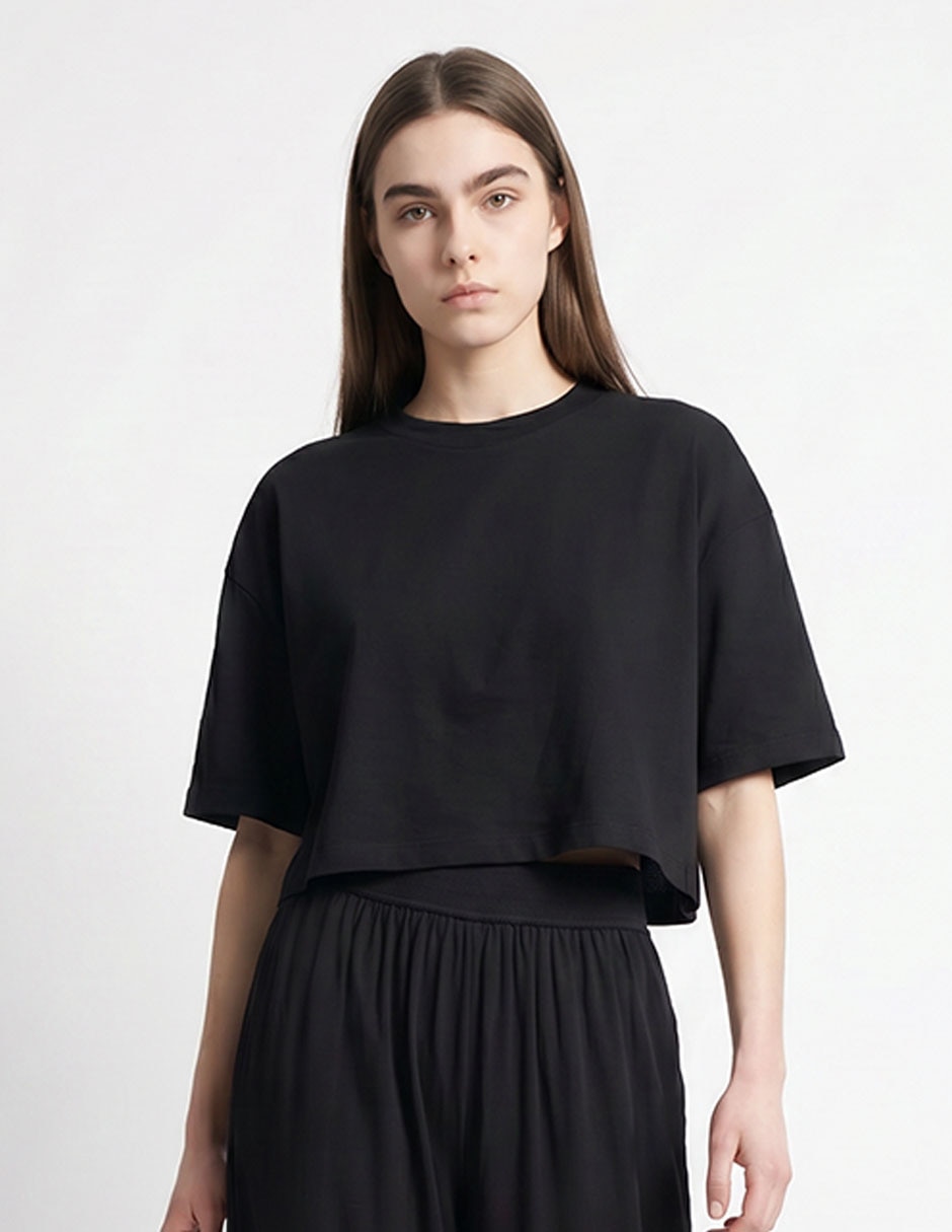 Playera manga corta cuello redondo para mujer