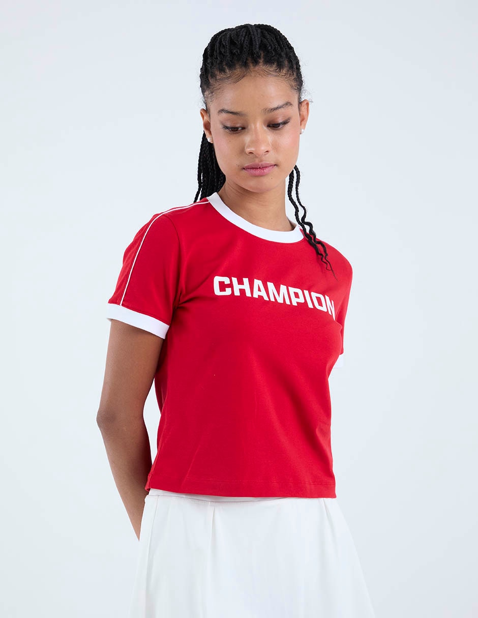 Playera manga corta cuello redondo para mujer