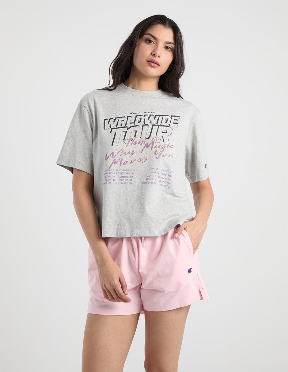 Playera manga corta cuello redondo para mujer