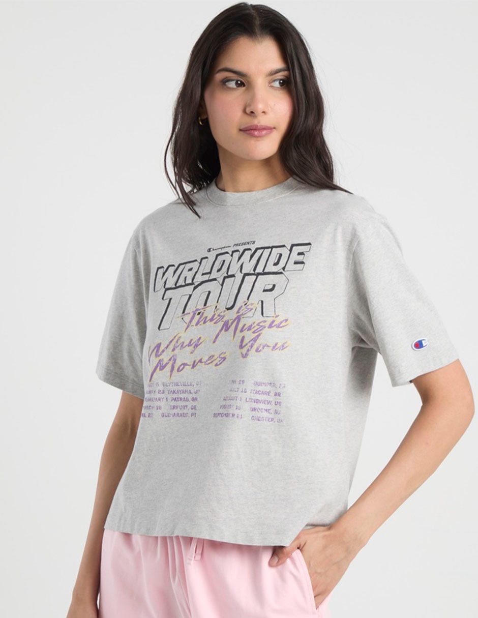 Playera manga corta champion cuello redondo para mujer