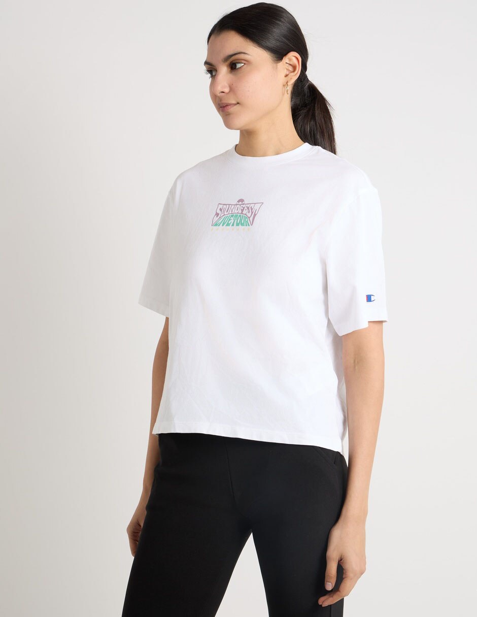 Playera manga corta cuello redondo para mujer