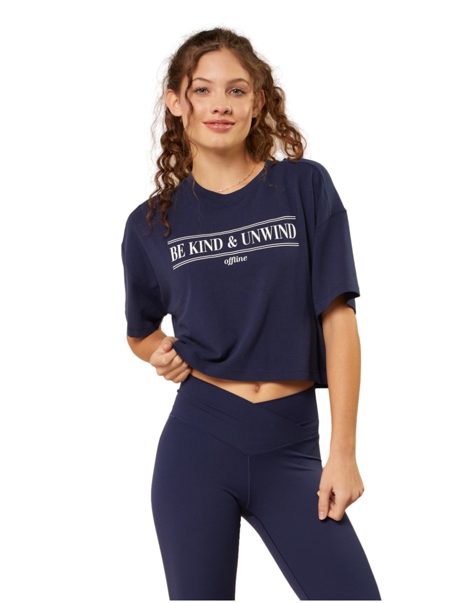 Playera manga corta cuello redondo para mujer