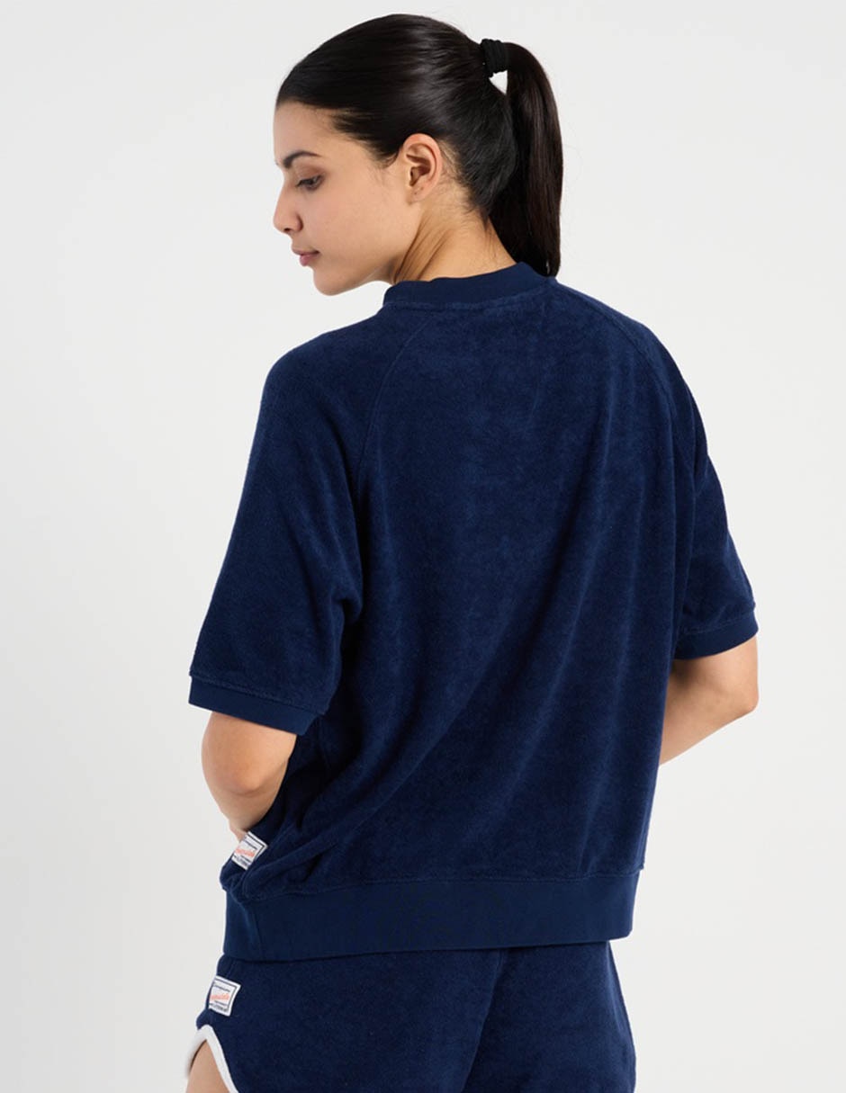 Playera manga corta cuello rendo para mujer