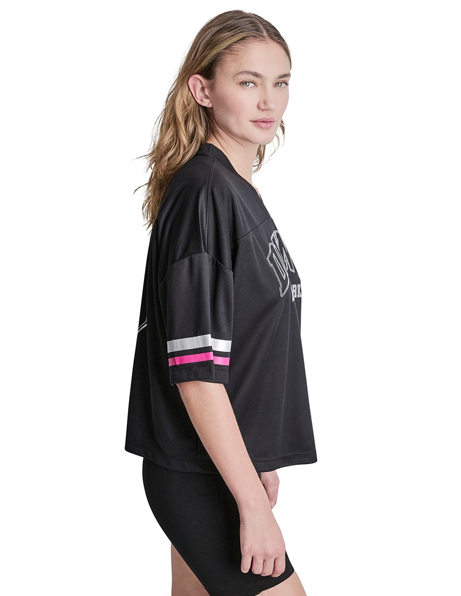 Playera manga al codo cuello V para mujer 5