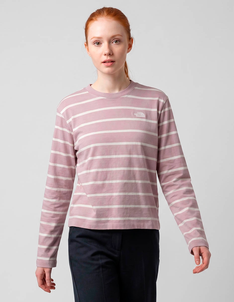 Playera manga larga the north face w vista stripe long sleeve tee cuello redondo para mujer
