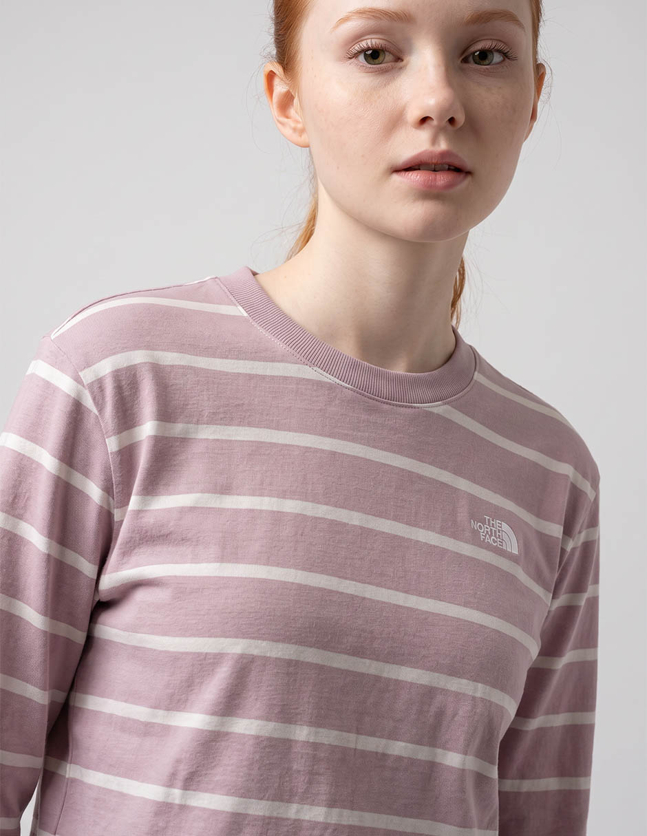 Playera manga larga the north face w vista stripe long sleeve tee cuello redondo para mujer