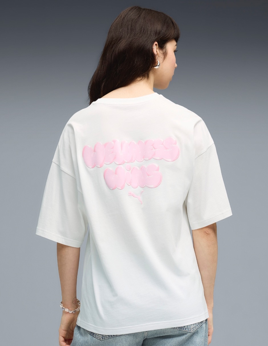 Playera manga corta puma sin familia ni colección cuello redondo para mujer