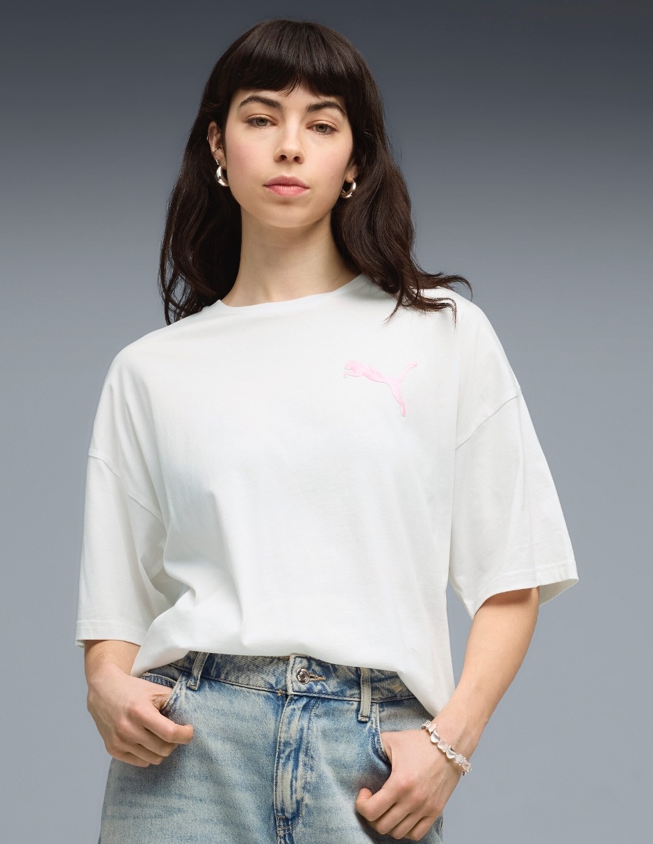 Playera manga corta sin familia ni colección cuello redondo para mujer